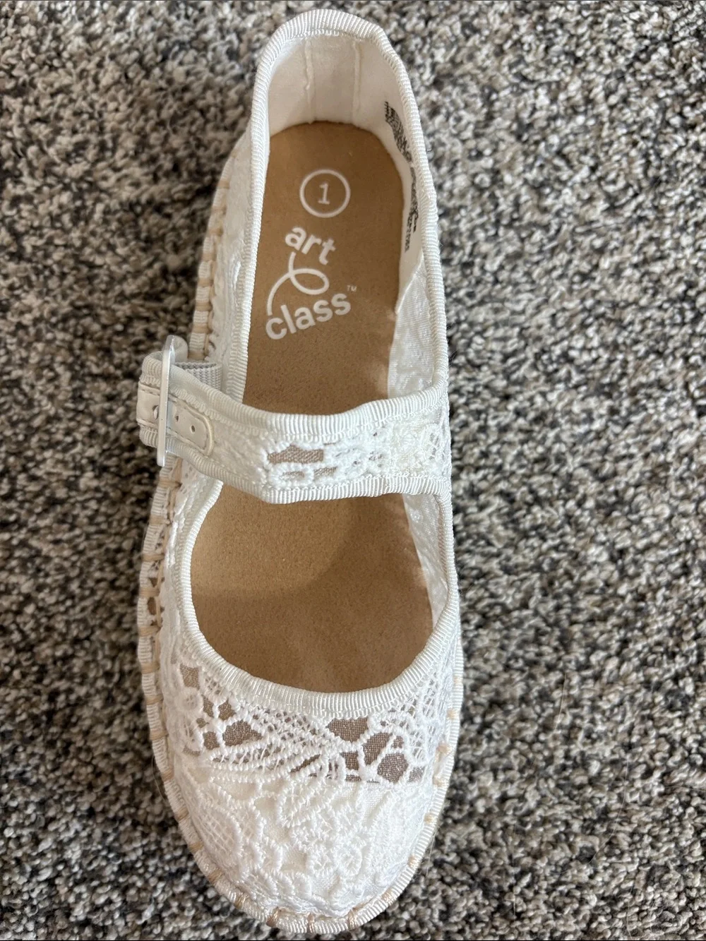 art class White Lace Mary Jane Flats for Girls